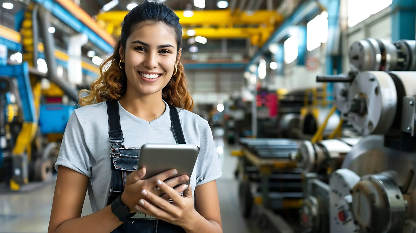Smiling Woman Using Tablet Indoors — free download from Dotvec