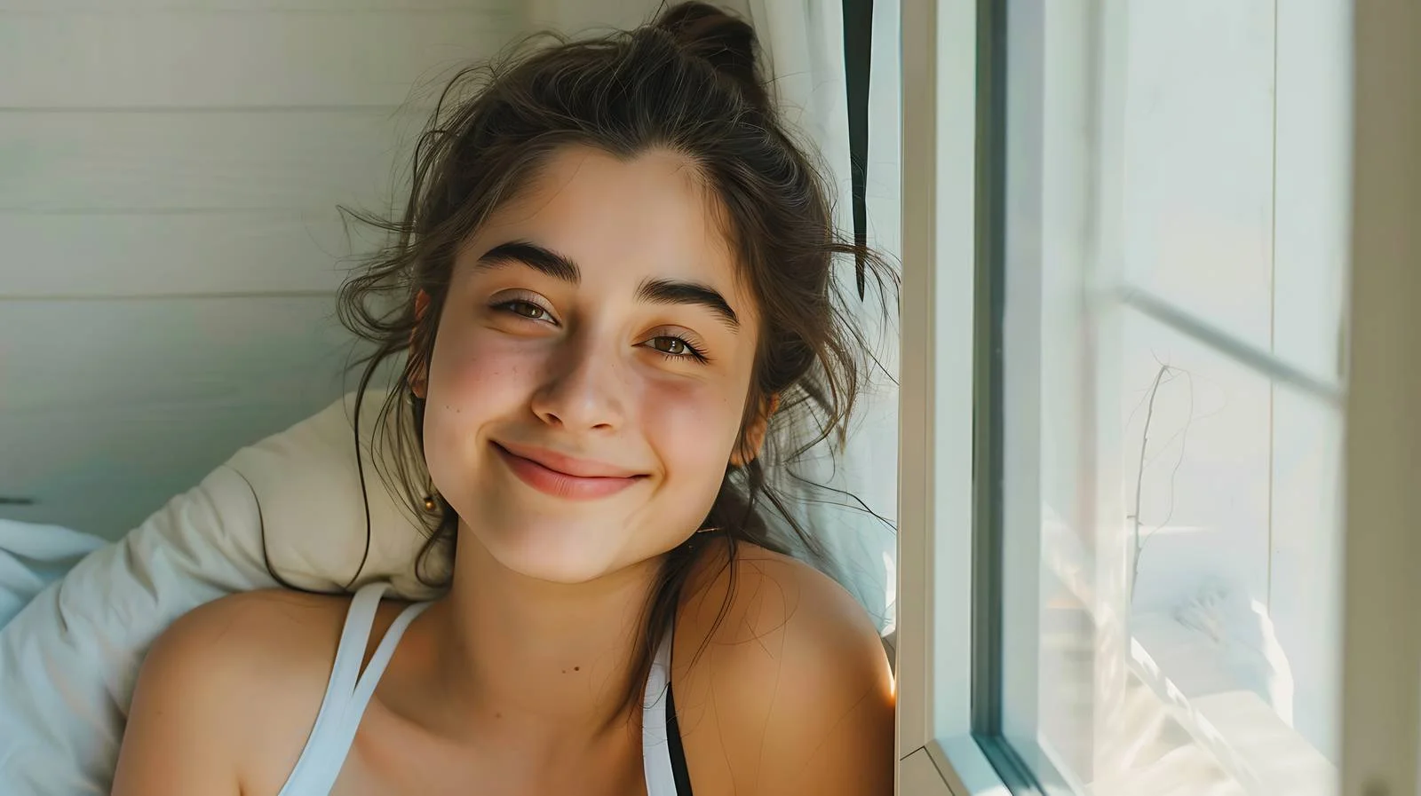 Young Woman Smiling with Cell Phone — free download from Dotvec