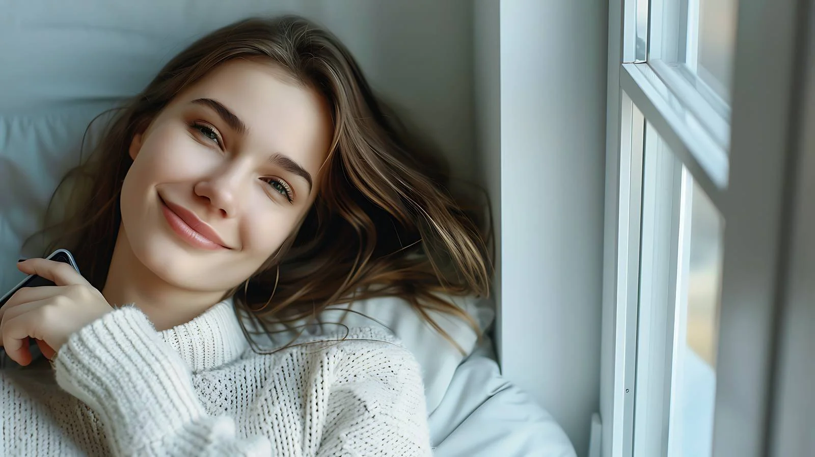 Joyful Woman with Cell Phone Portrait — free download from Dotvec