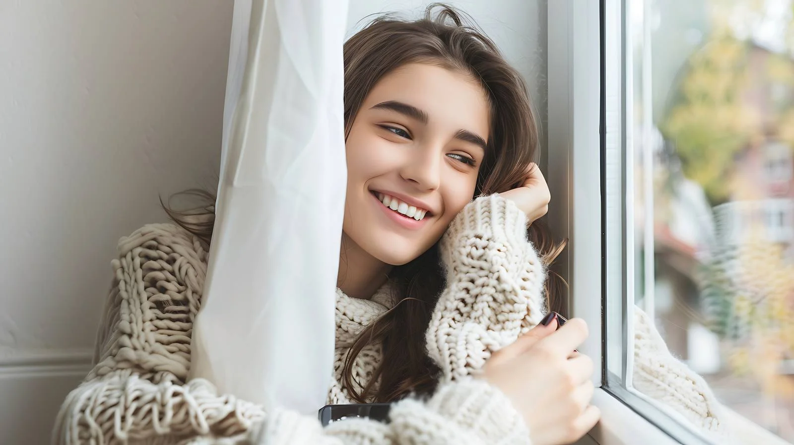 Joyful Woman Relaxing with Smartphone — free download from Dotvec