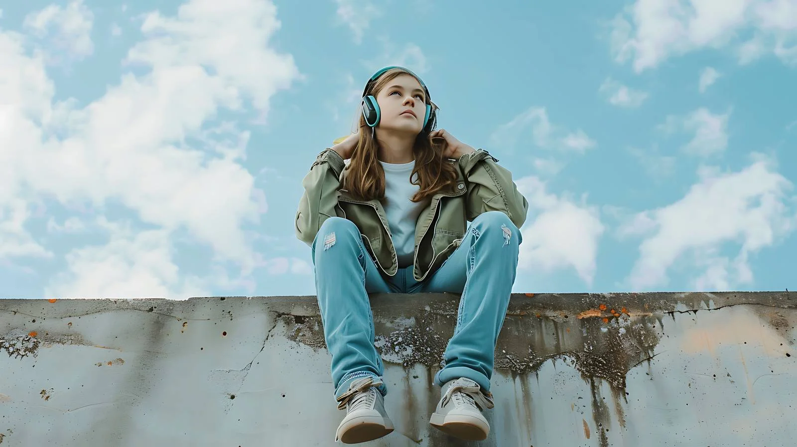 Teenage Girl Sitting Against Sky — free download from Dotvec