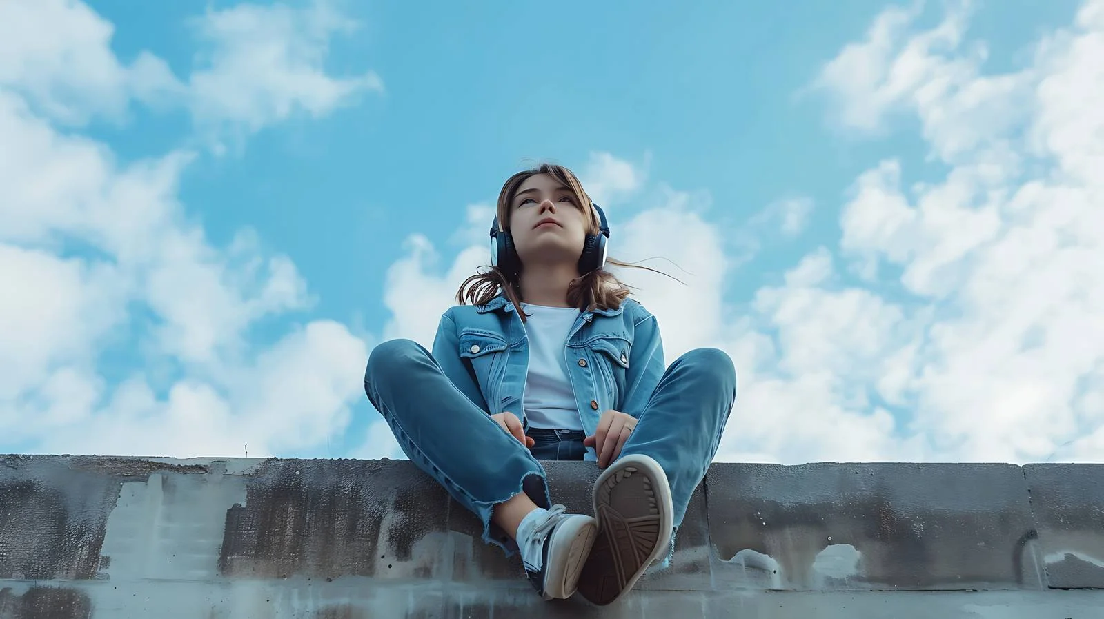 Serene Teenage Girl Sky Portrait — free download from Dotvec