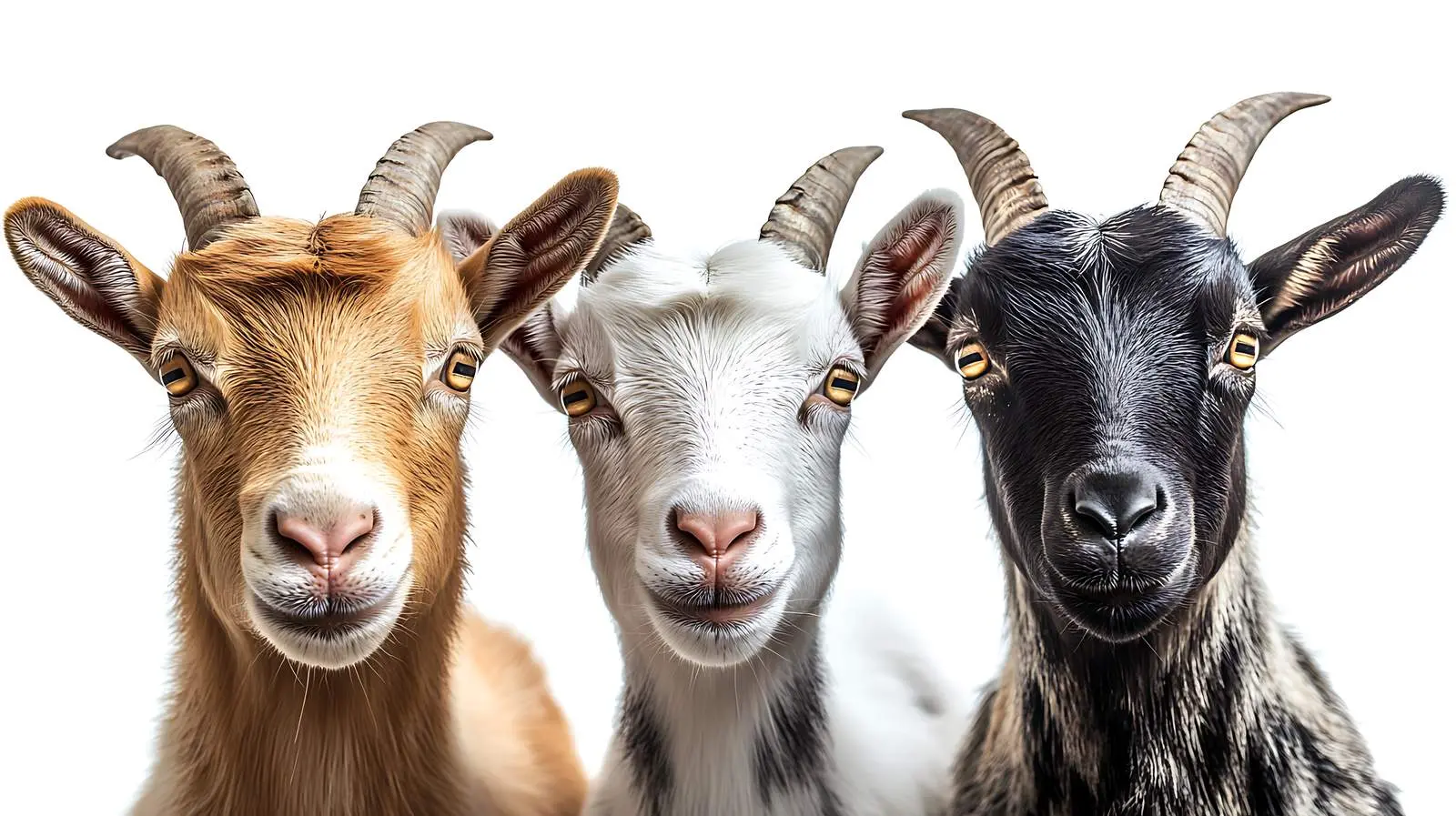 Three Cute Goats Closeup on White Background — free download from Dotvec
