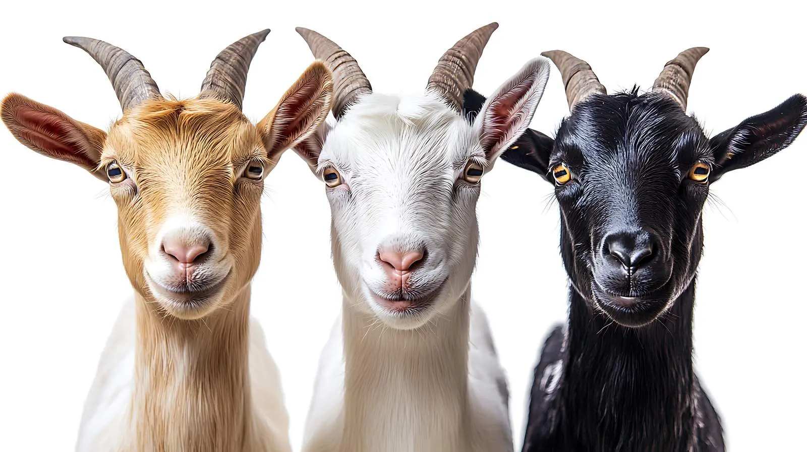 Three Cute Goats Closeup on White Background — free download from Dotvec