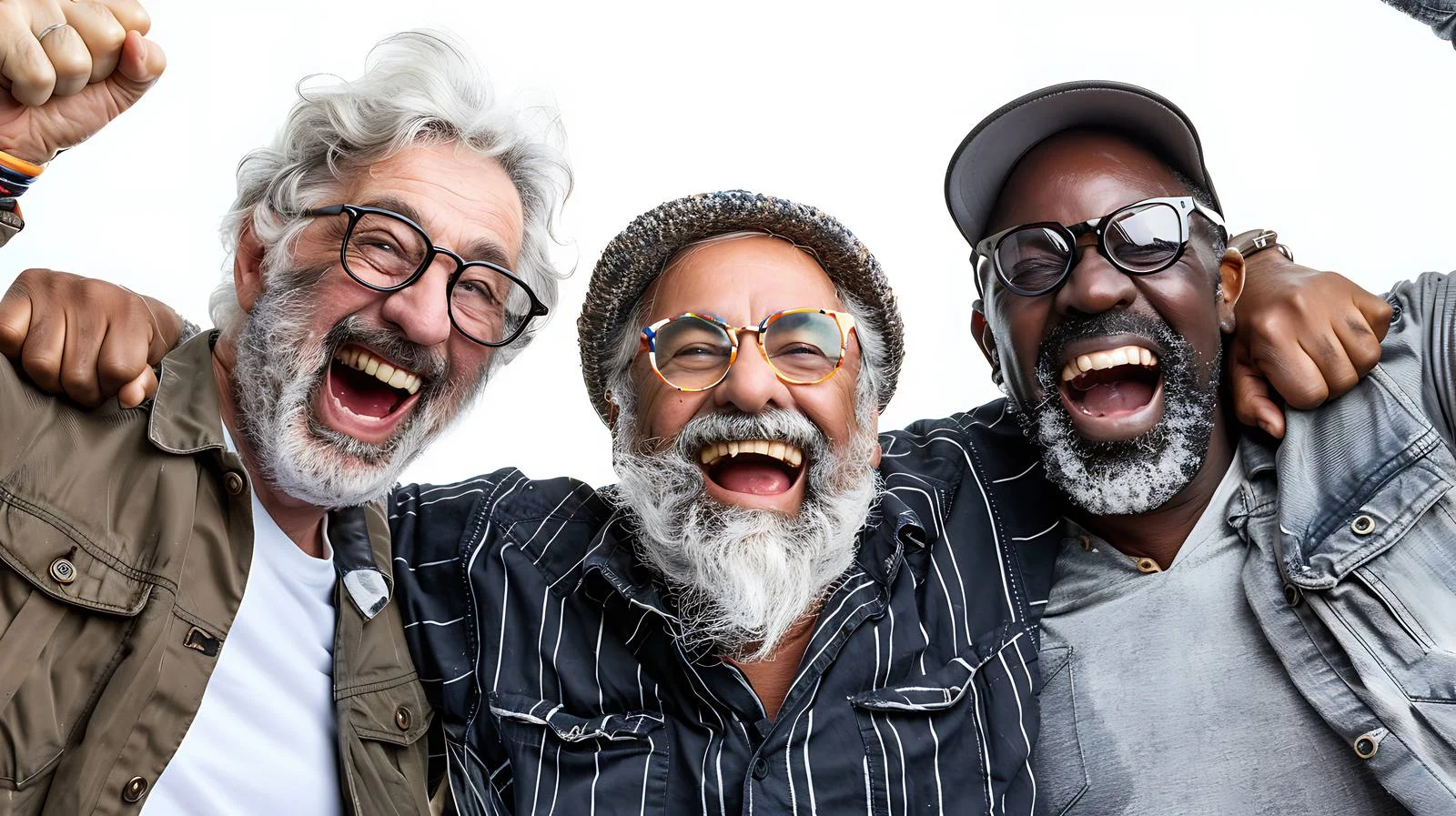 Excited Men Embracing Portrait — free download from Dotvec