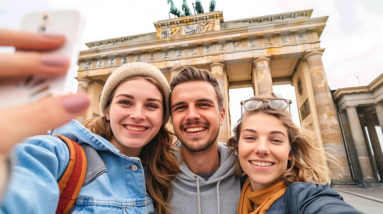 Cheerful Friends Selfie Moment — free download from Dotvec