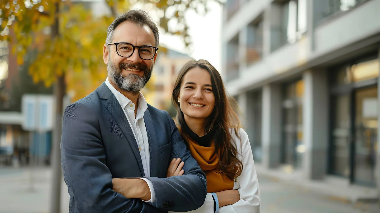 Professional Colleagues Outside Office Building — free download from Dotvec