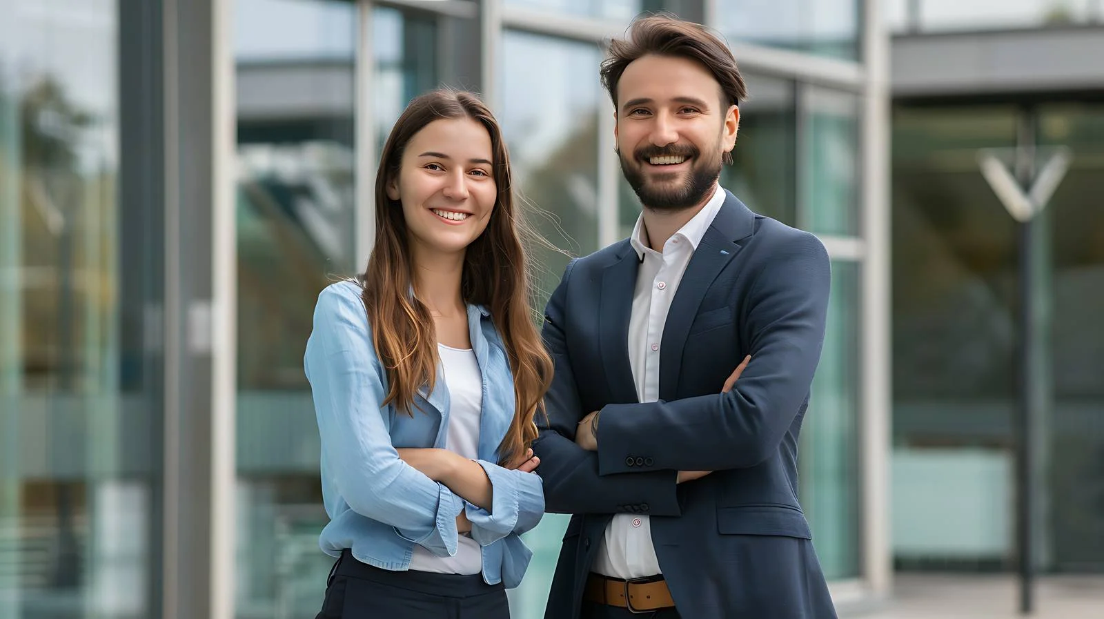 Professional Colleagues Outside Office Building — free download from Dotvec