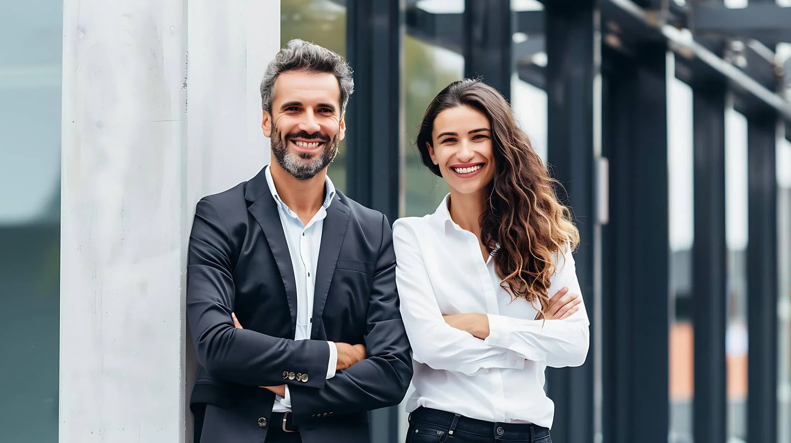 Professional Colleagues Outside Office Building — free download from Dotvec