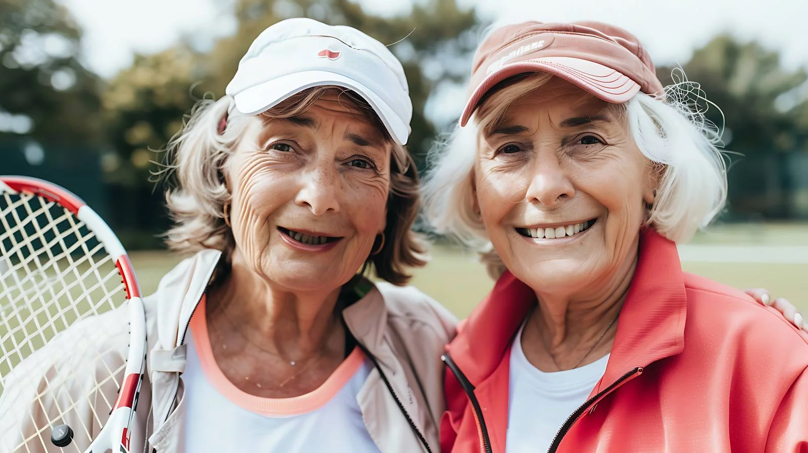 Joyful mature women in grass court — free download from Dotvec