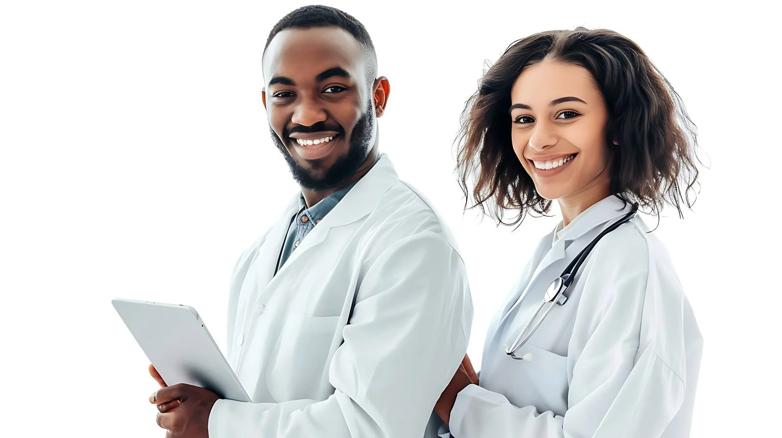 Smiling Technicians with Tablet — free download from Dotvec