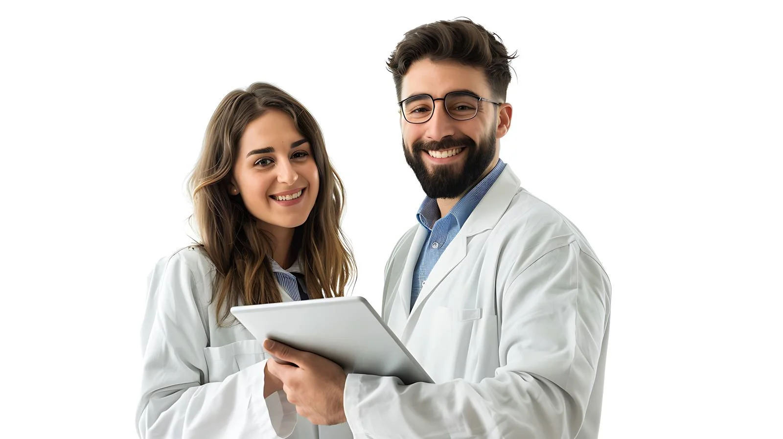 Smiling Technicians with Tablet — free download from Dotvec