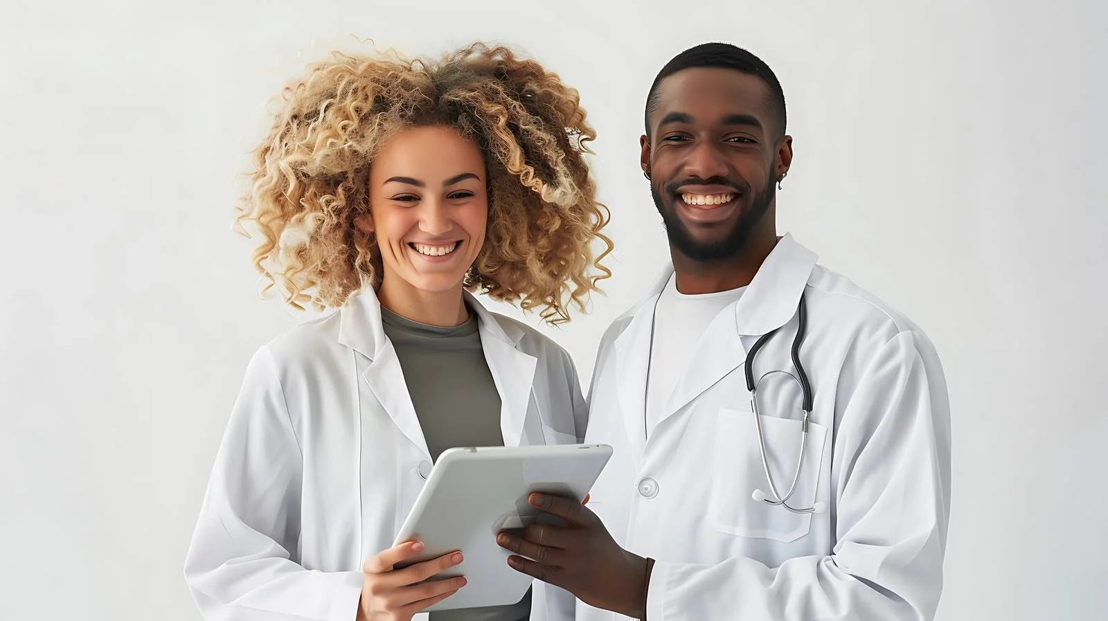 Smiling Technicians with Tablet — free download from Dotvec