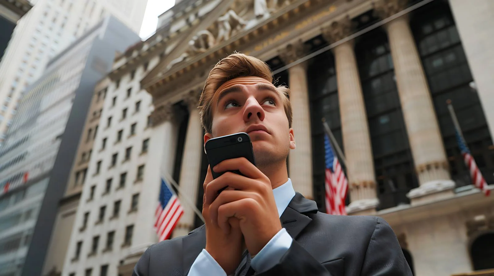 Concerned Young Businessman with Cell Phone — free download from Dotvec