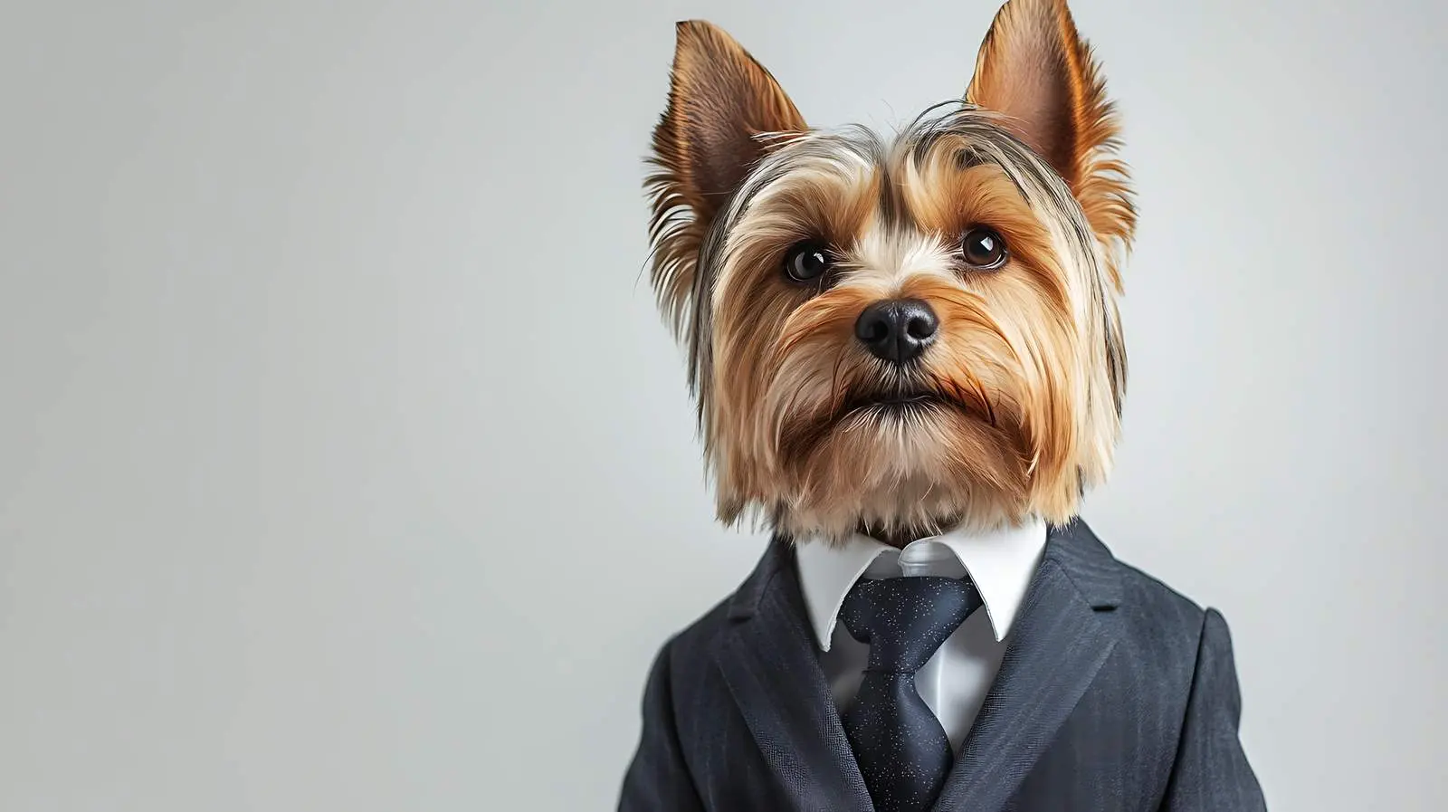 Yorkshire Terrier Dog in Suit on White Background – free playful puppy image from Dotvec