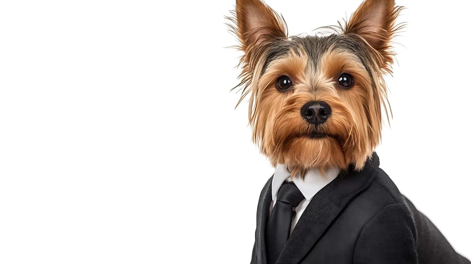 Yorkshire Terrier Dog in Suit on White Background – free playful puppy image from Dotvec