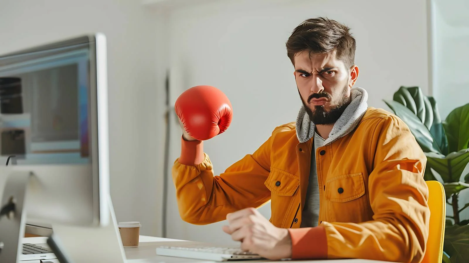 Young Freelancer Working at Office Desk — free download from Dotvec