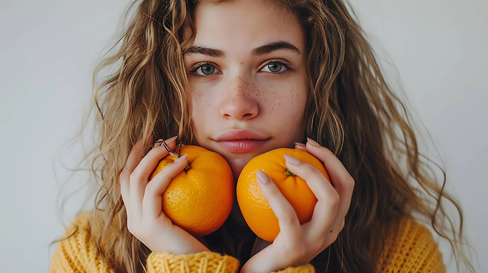 Woman with Oranges at Home — free download from Dotvec