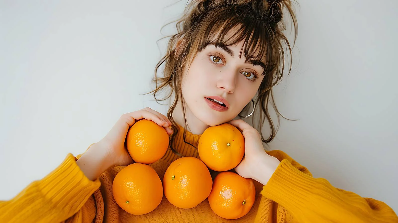 Young Woman with Oranges at Home — free download from Dotvec