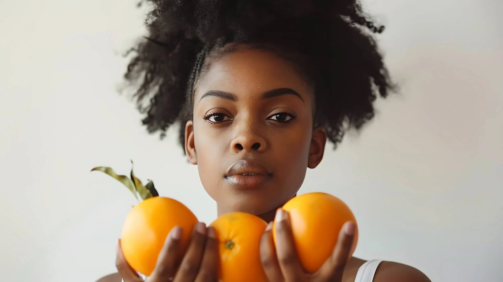 Young Woman Holding Oranges at Home — free download from Dotvec