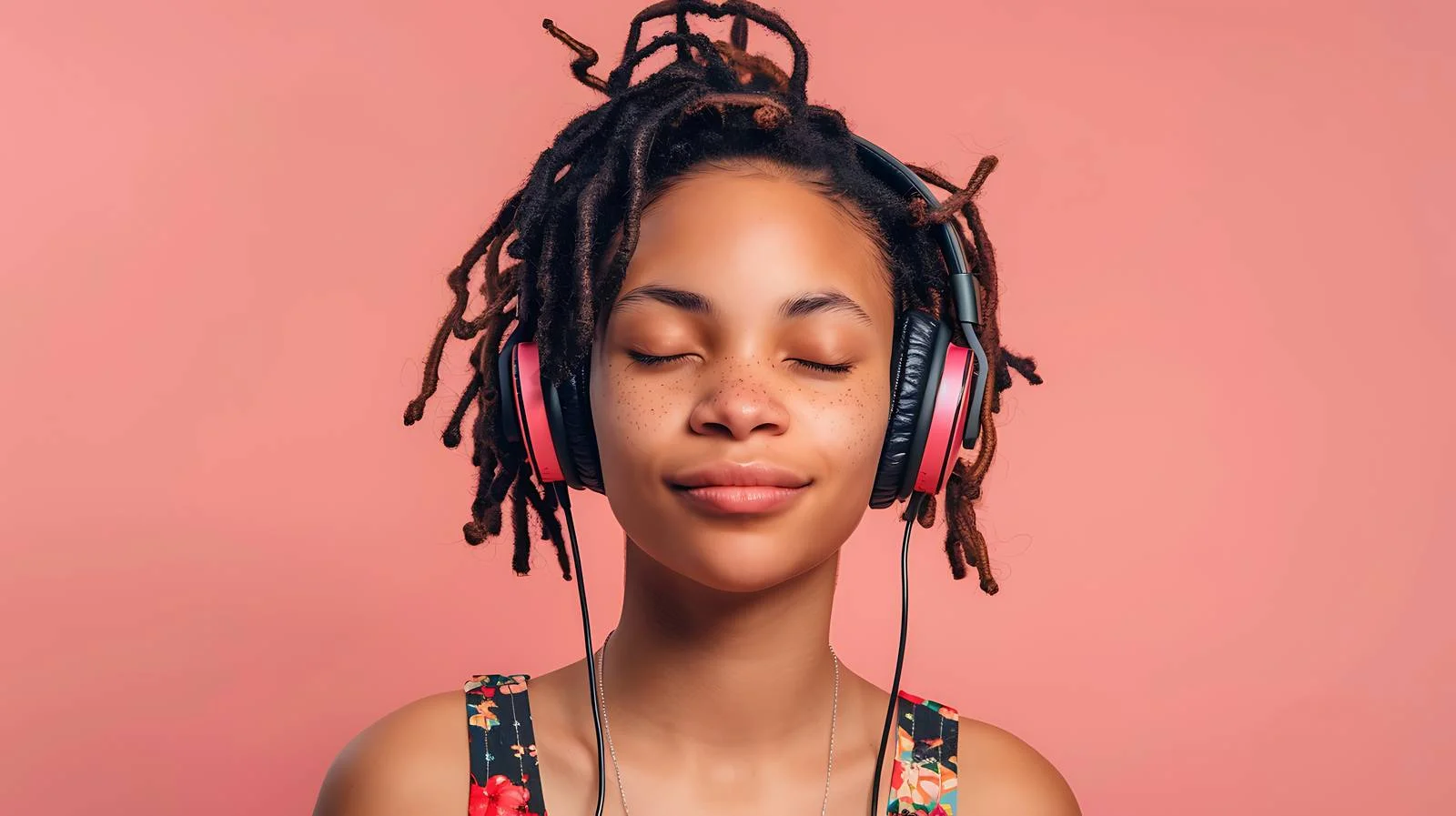 Young Woman Listening to Music Portrait — free download from Dotvec