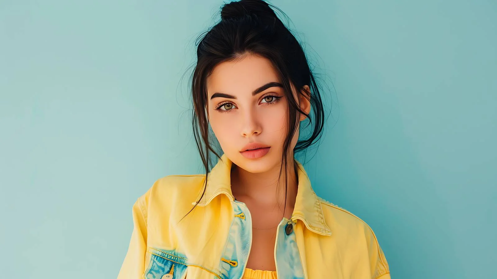 Young Woman in Yellow Portrait — free download from Dotvec