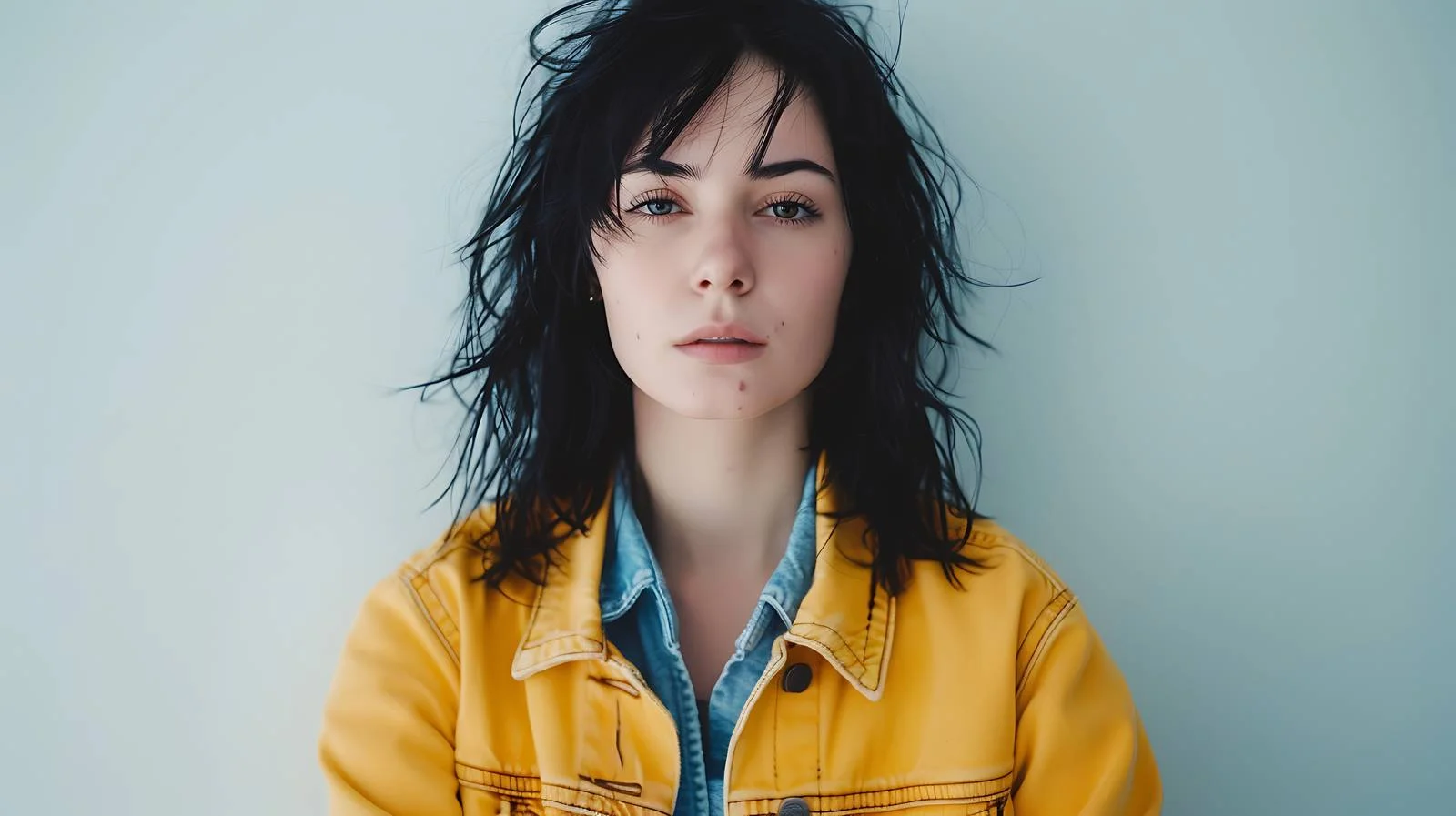 Elegant Young Woman in Yellow Portrait — free download from Dotvec