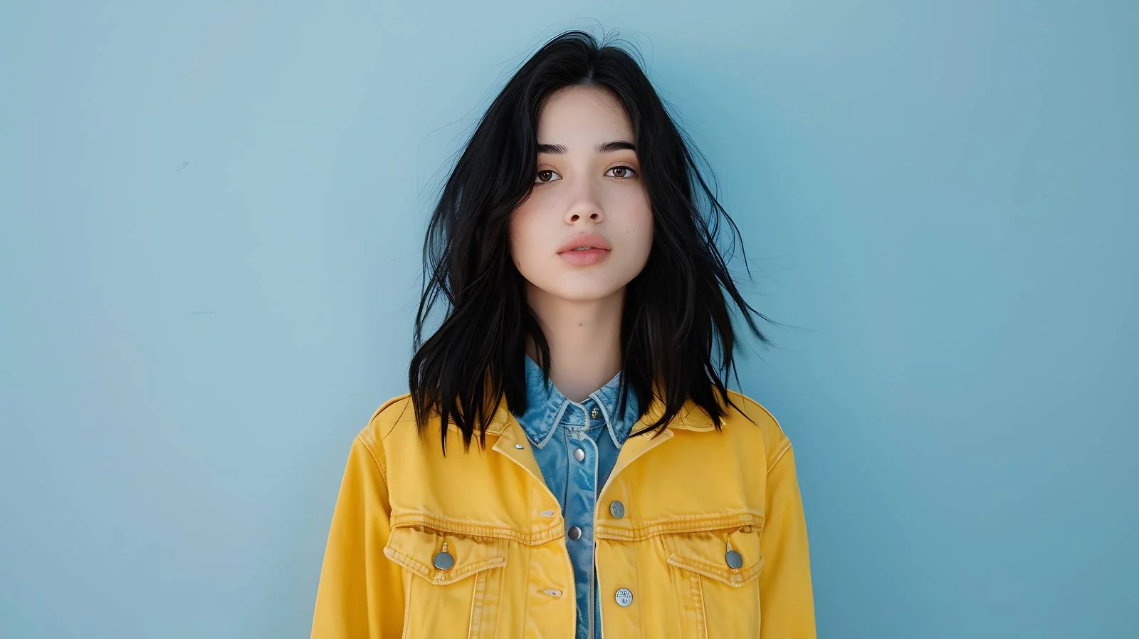 Fashionable Woman in Yellow Attire Portrait — free download from Dotvec