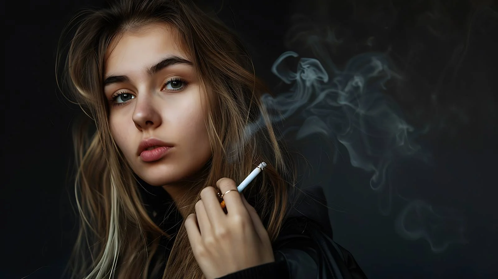 Young Woman with Cigarette Portrait — free download from Dotvec