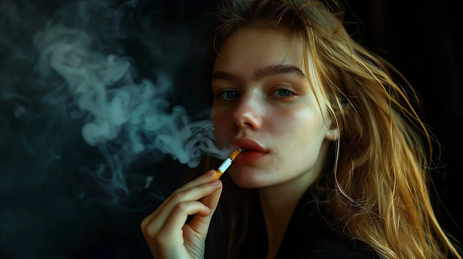 Modern Woman with Cigarette Portrait — free download from Dotvec