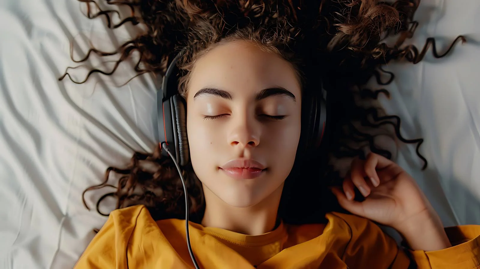 Tranquil Woman Relaxing with Eyes Closed — free download from Dotvec