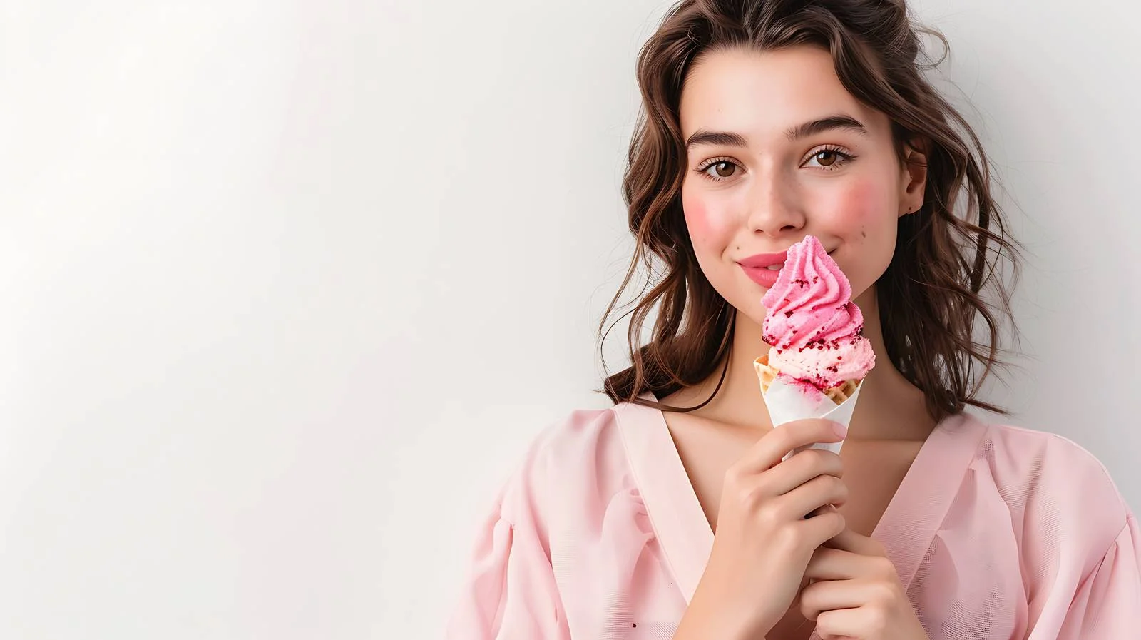 Young Woman Posing with Ice Cream Cone — free download from Dotvec