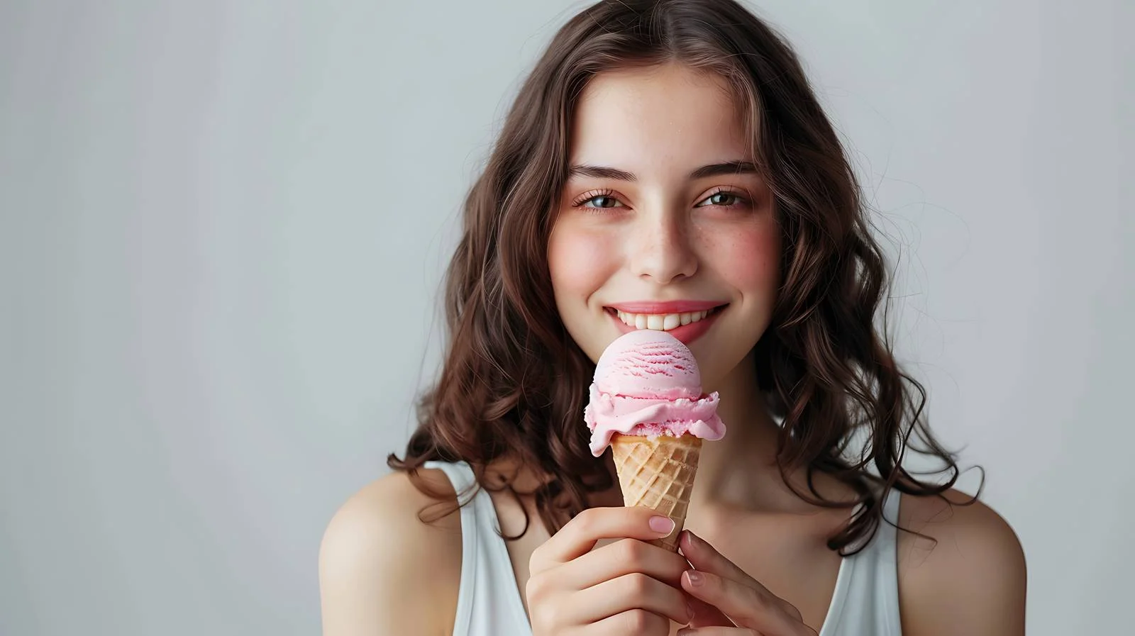 Young Woman Posing with Ice Cream — free download from Dotvec