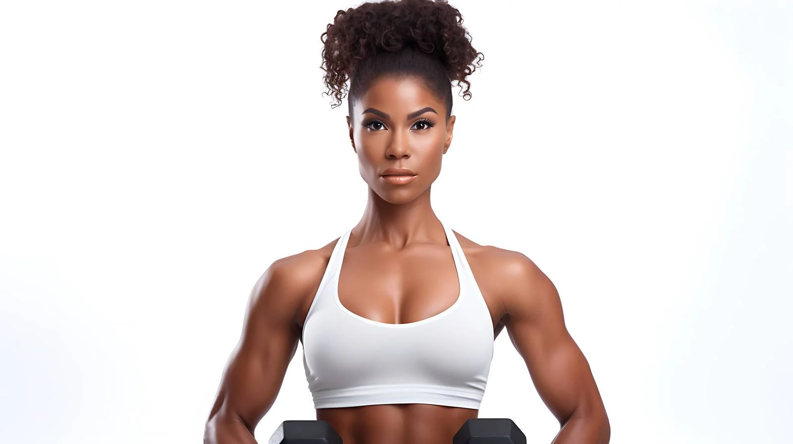 Energetic African woman exercising at home — free download from Dotvec