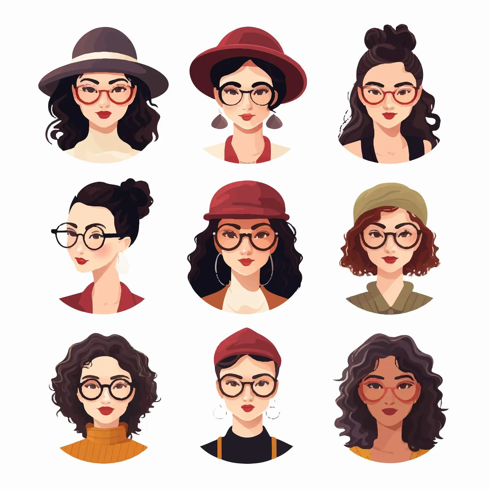 Modern Women in Berets and Eyeglasses Portraits — free download from Dotvec