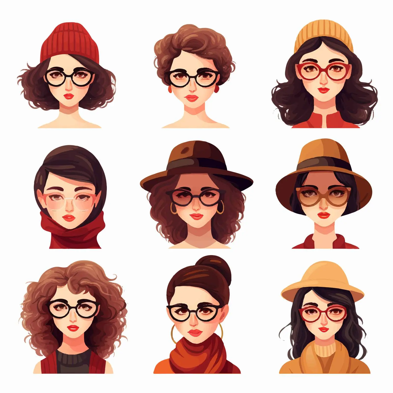 Young Modern Women Portraits in Berets and Eyeglasses – free urban chic image from Dotvec
