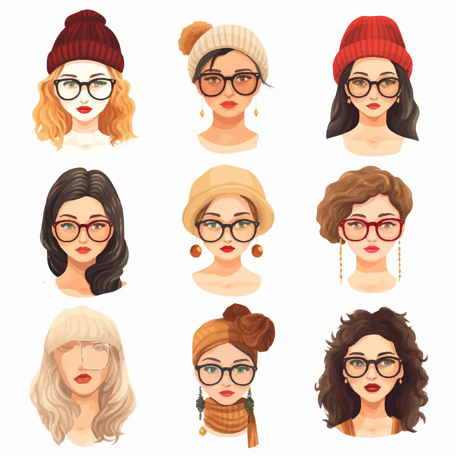 Modern Women Portraits with Berets and Eyeglasses – free playful attire image from Dotvec