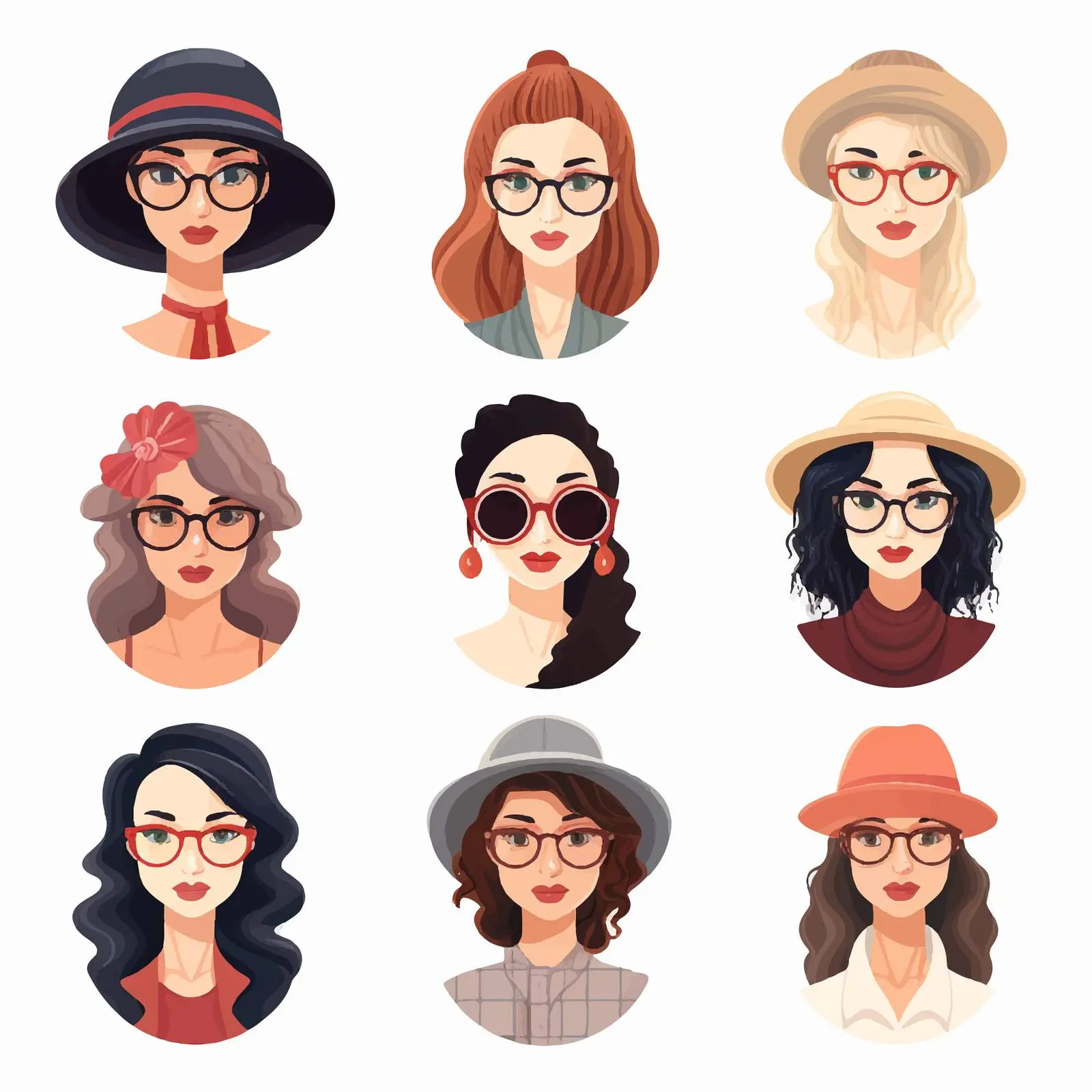 Modern Women in Berets and Eyeglasses Portraits – free femininity image from Dotvec