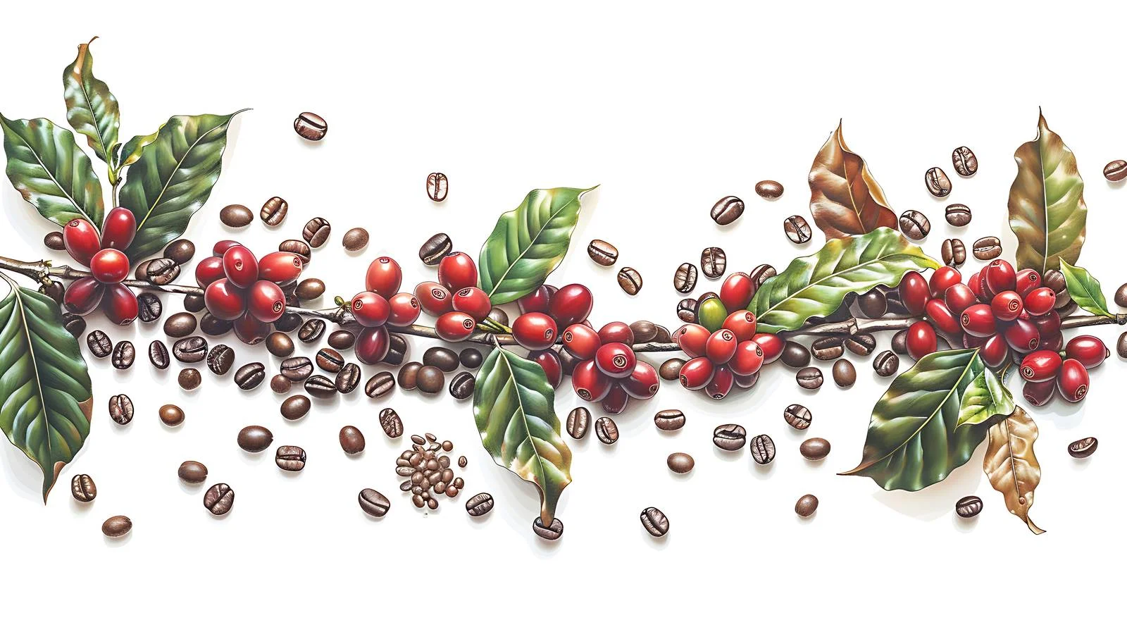 Vibrant Coffee Plant Surrounded by Roasted Beans — free download from Dotvec