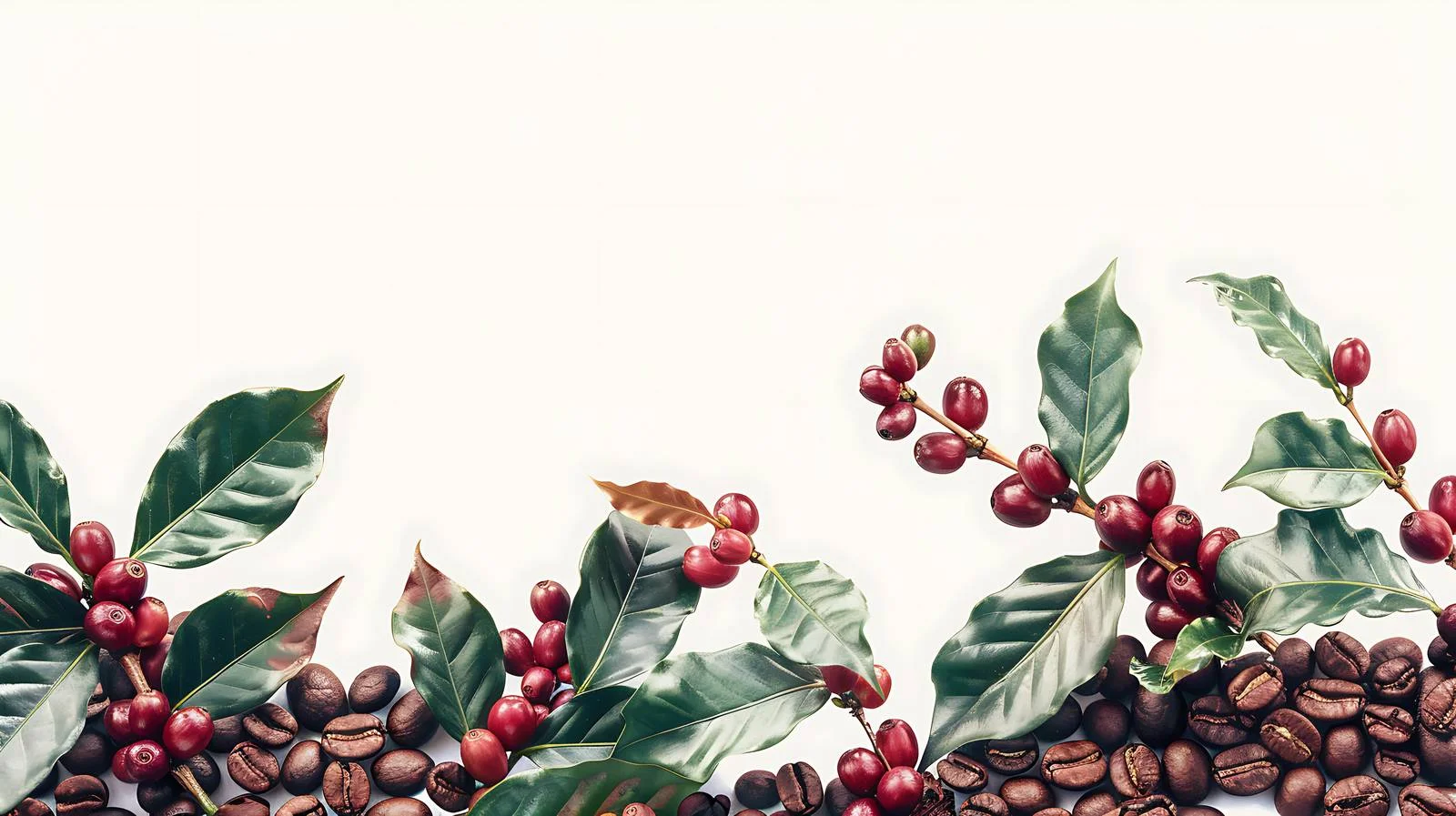 Vibrant coffee plant surrounded by roasted beans — free download from Dotvec
