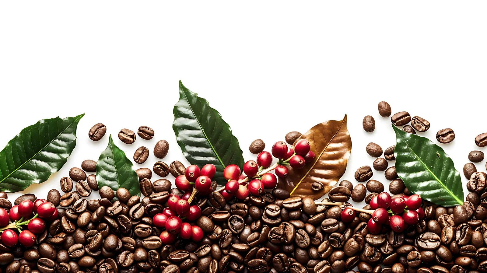 Vibrant coffee plant surrounded by roasted beans — free download from Dotvec