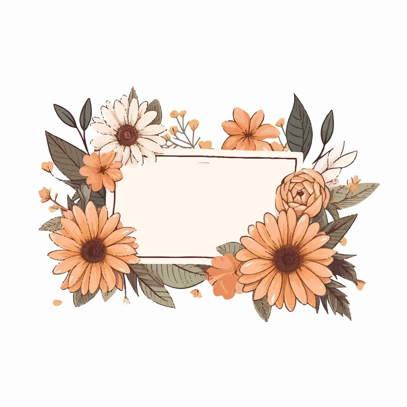 Colorful Flower and Leaf Postcard Vector Illustration — free download from Dotvec