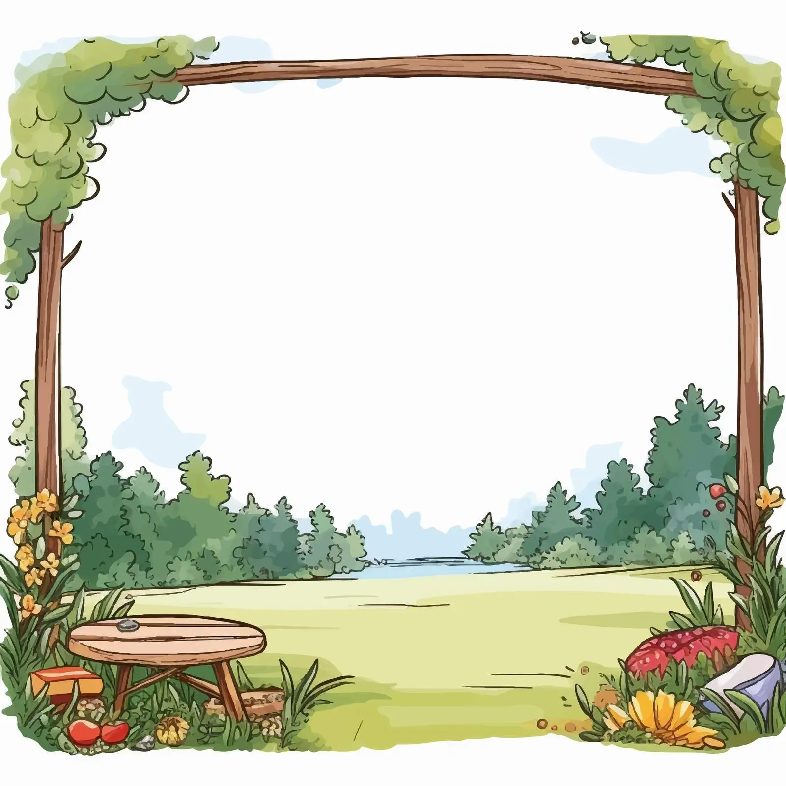 Picnic Banner Placard with Text and Food Space — free download from Dotvec