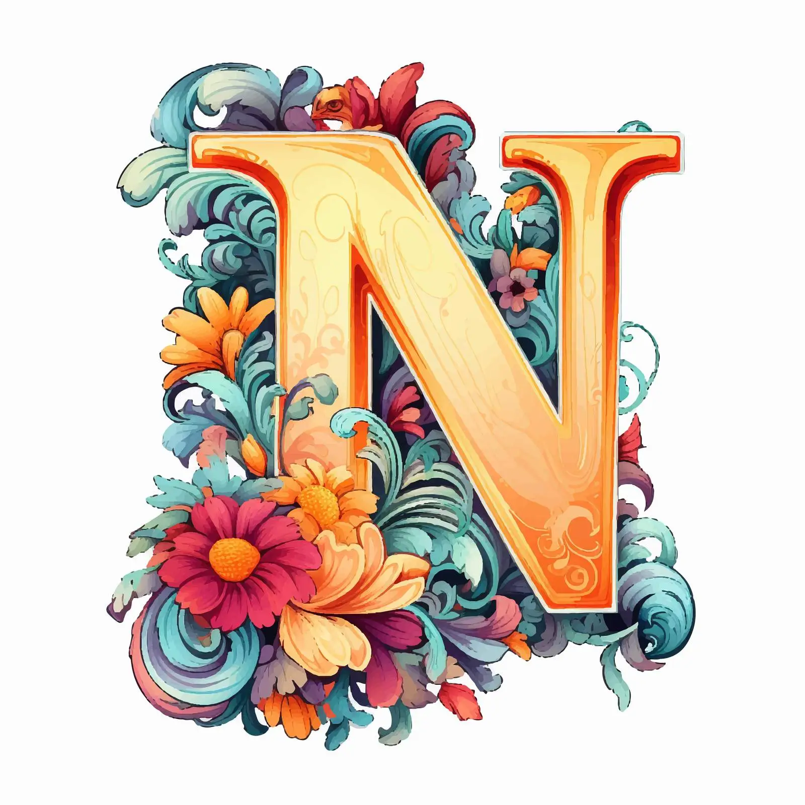 Alphabet N Cartoon Vector Illustration — free download from Dotvec