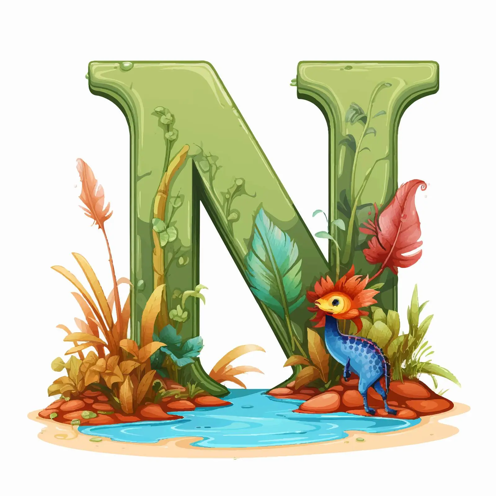 Cartoon Vector Alphabet N Illustration — free download from Dotvec