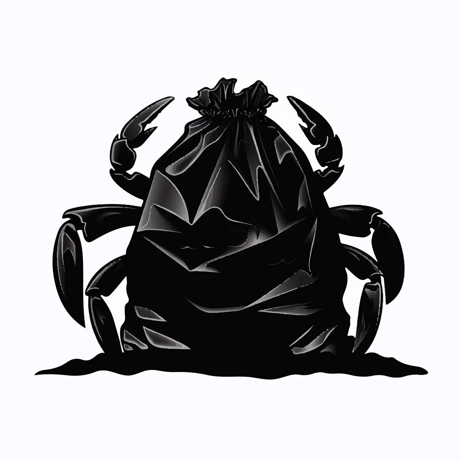 Crab Silhouette Vector in Black Garbage Bag — free download from Dotvec