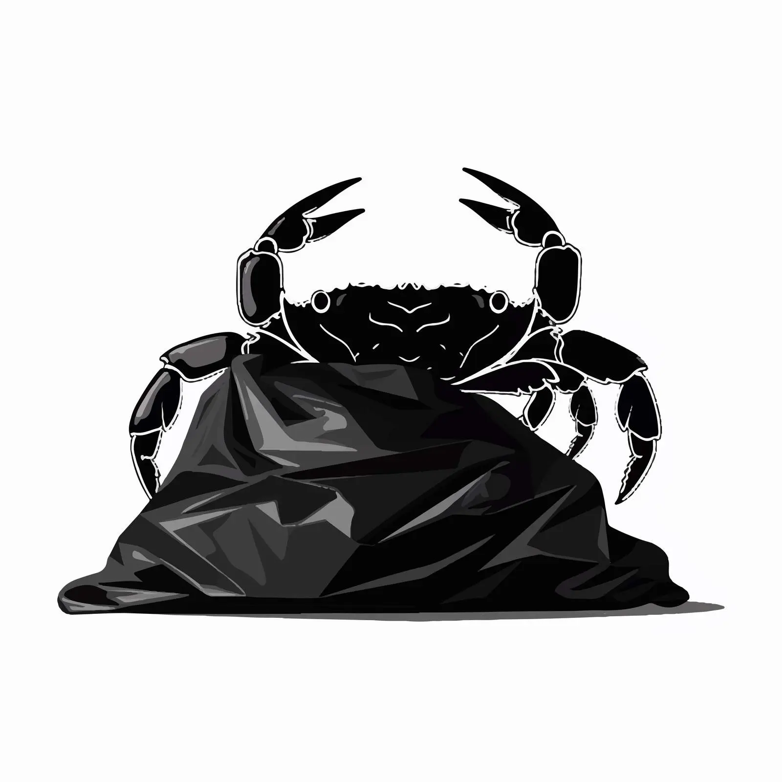 Crab Silhouette in Black Garbage Bag Vector — free download from Dotvec