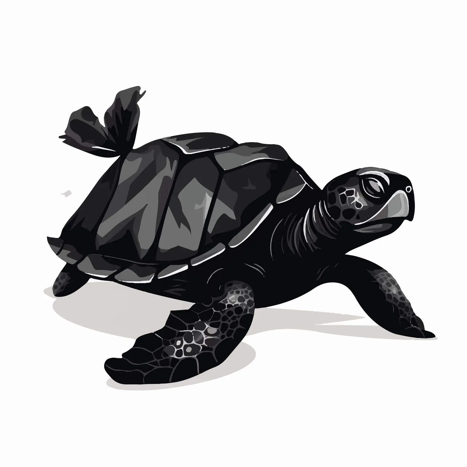 Sea Turtle Silhouette with Black Garbage Bag – free garbage bag image from Dotvec