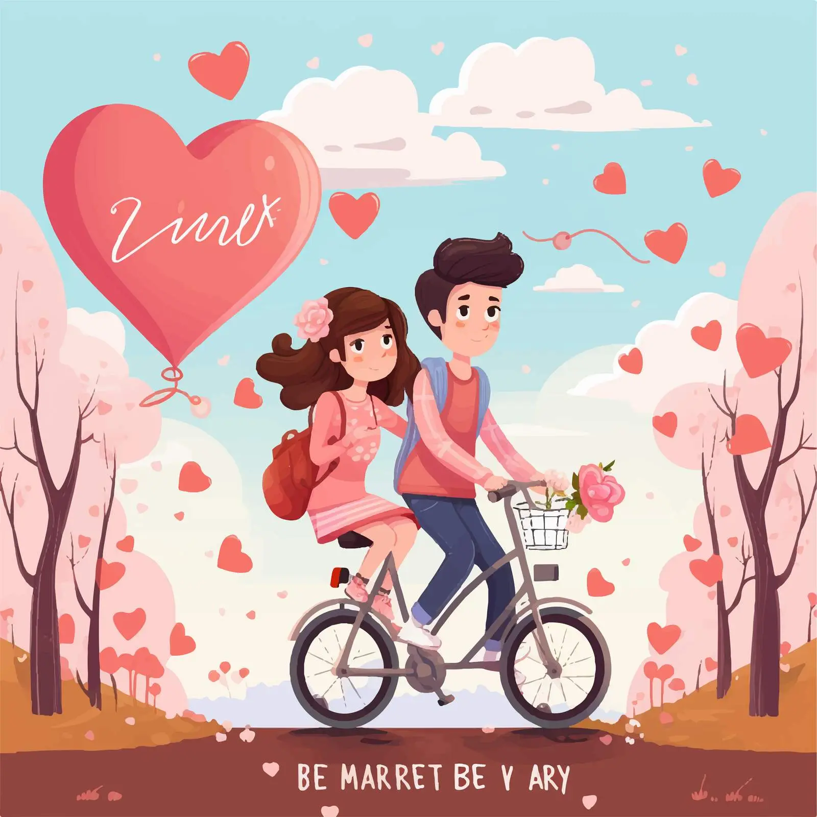 Cute Couple on Tandem Bike in Park — free download from Dotvec