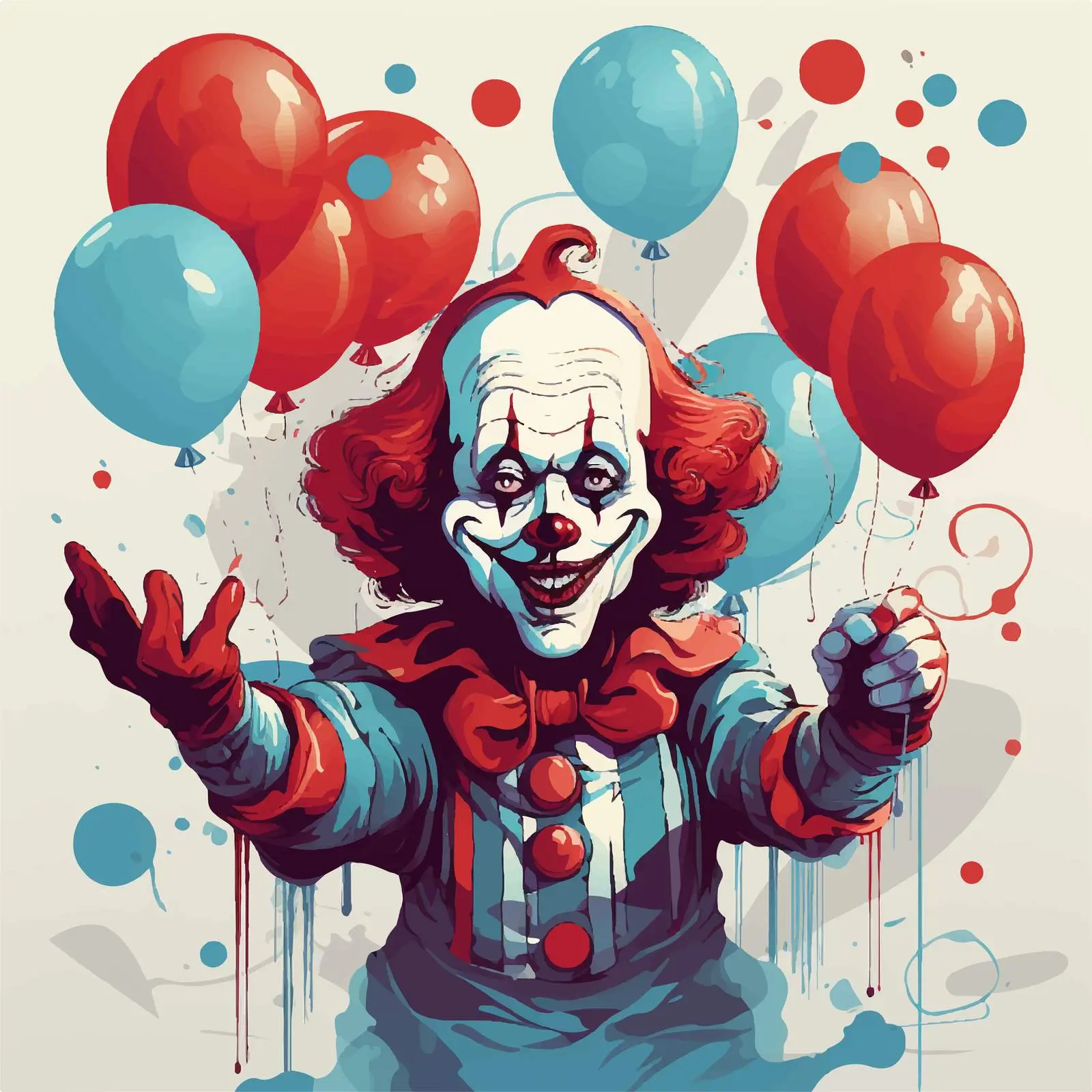 Creepy Clown Holding Balloon Vector Illustration — free download from Dotvec